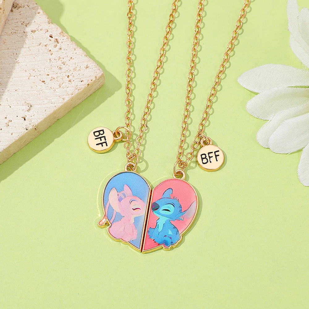 2 قطعة/المجموعة الملاك غرزة أفضل أصدقاء قلادة قلادة قابل للتعديل سلسلة زوجين مجوهرات BFF هدايا للنساء المدرسة #3