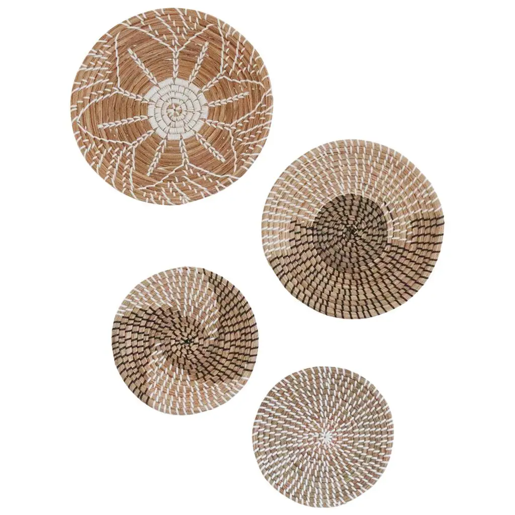 Creative Wall Basket Decor Circle Chic Art Flat Boho Crafts Nordic Style Rattan for Kitchen Home Livingroom Housewarming Gift