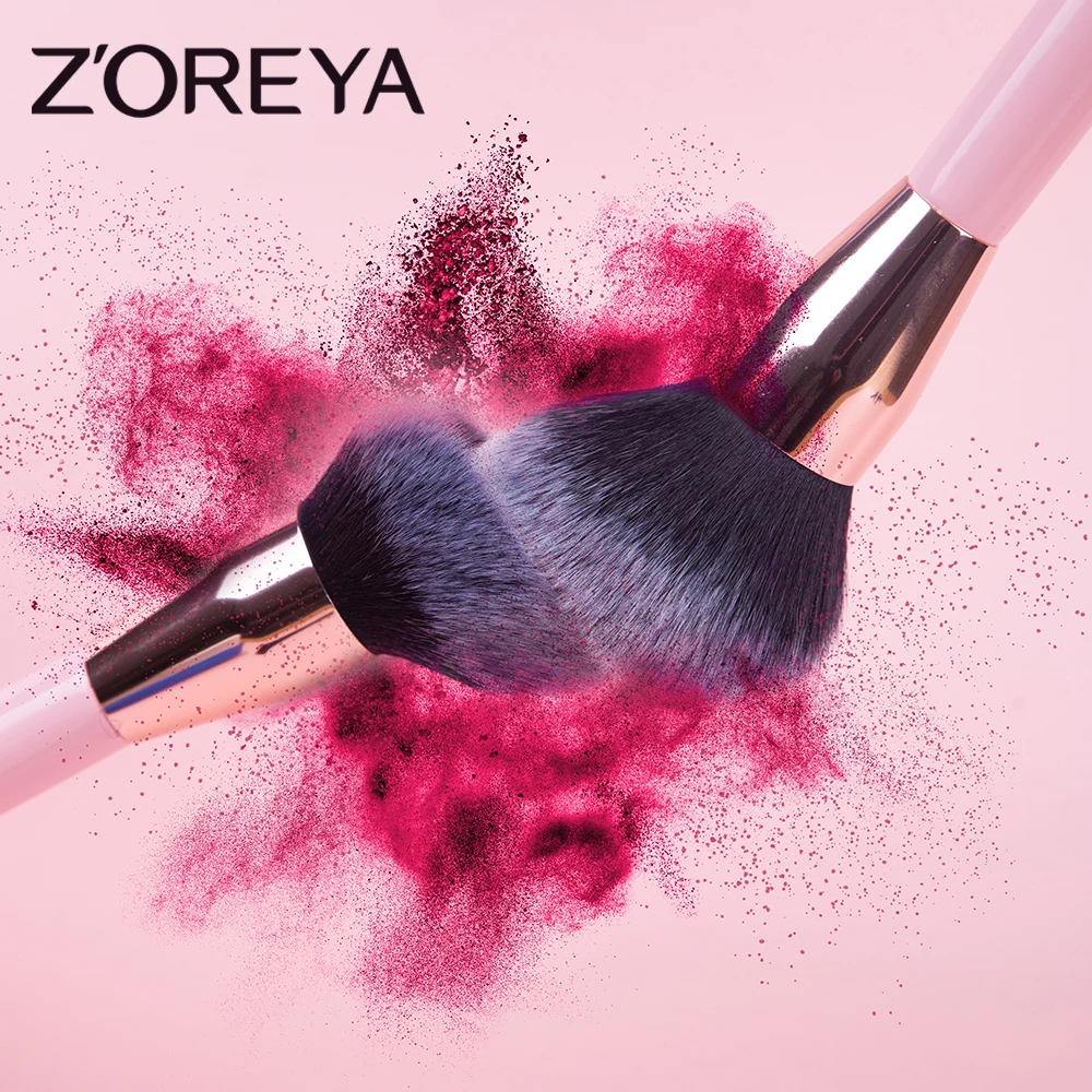 ZOREYA Pink Professional Powder Fundation Makeup Brush Large BlushWith Black Wood Women Cosmetic Tool Magic Fluffy Soften Fiber