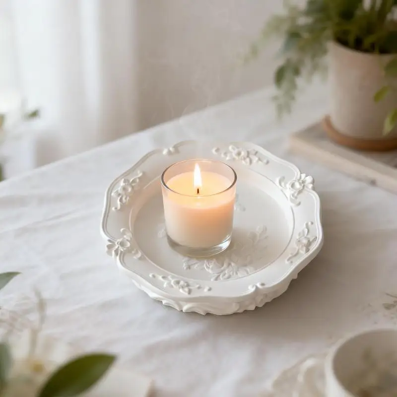 1Pcs European Style Relief Lace Gypsum Tray DIY Vintage Ornament Round Oval for Bedroom Vanity Makeup Tool Holder
