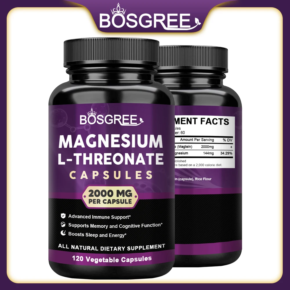 

Highly Absorbable Magnesium L Threonate - Enhances Brain Health, Memory, Focus, Cognition, Relaxation,and Peaceful Sleep Support