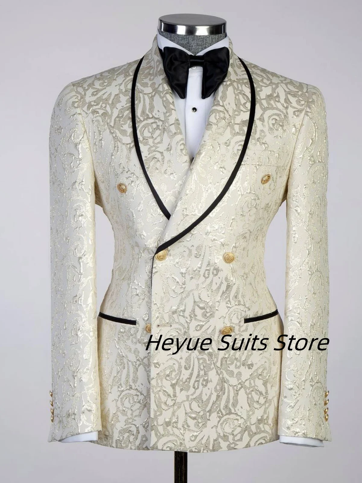 Trajes clásicos bordados para hombre, esmoquin personalizado con solapa ajustada para fiesta de novio, Blazers masculinos guapos de 2 piezas, trajes de moda para hombre