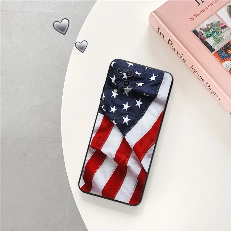 Phone Case for Samsung Galaxy A31 A32 A33 A34 A51 A52 A53 A54 A71 A52S A72 A73 4G 5G United States Flag Shell Black Cases Cover