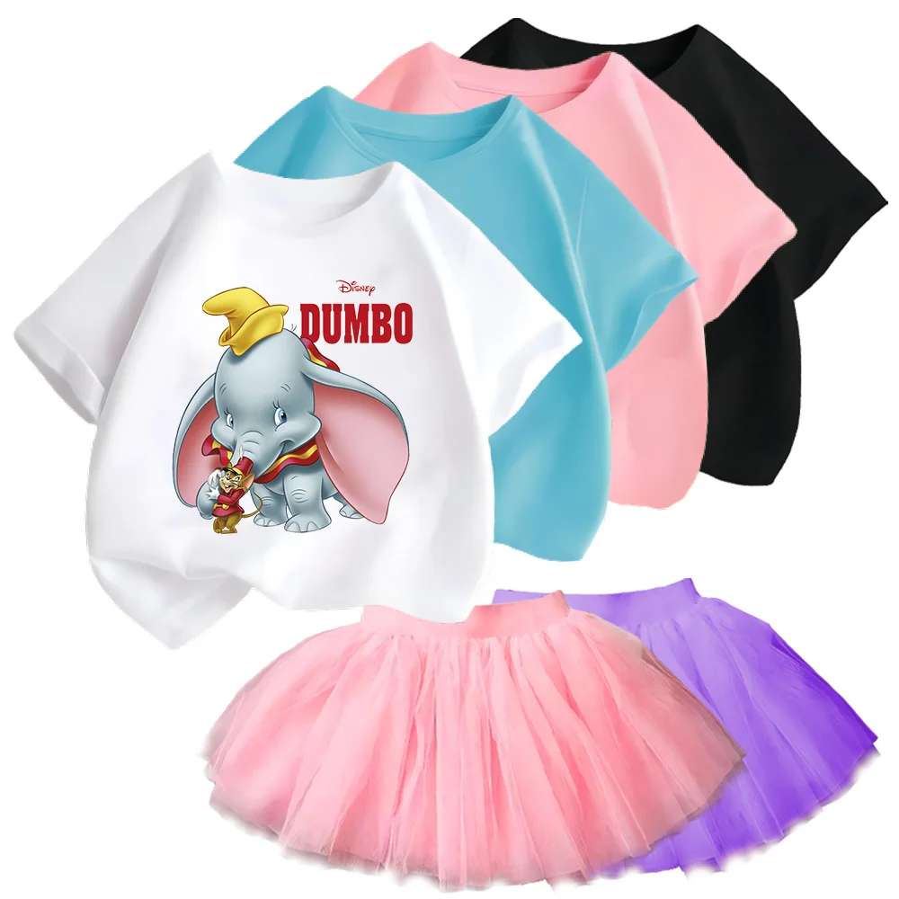 

Children's Clothing High Quality Cotton Round Neck Kid Sets T-shirt with Girls' Solid Color dance short skirt Summer New 7-13Y