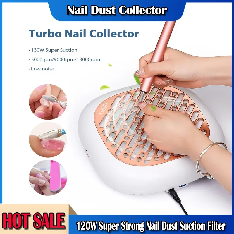 

130 Вт супер всасывающий бесщеточный пылесборник для ногтей, мощный пылесборник для ногтей, вентилятор для маникюра, пылесос с 2 фильтрами