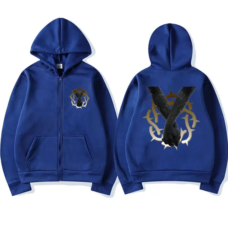 Rapper Rock Band Bad Omens Finding God Before God Finds Me Music Album Print Zip-up Hoodie Coat Male Winter Fleece Zipper Jacket