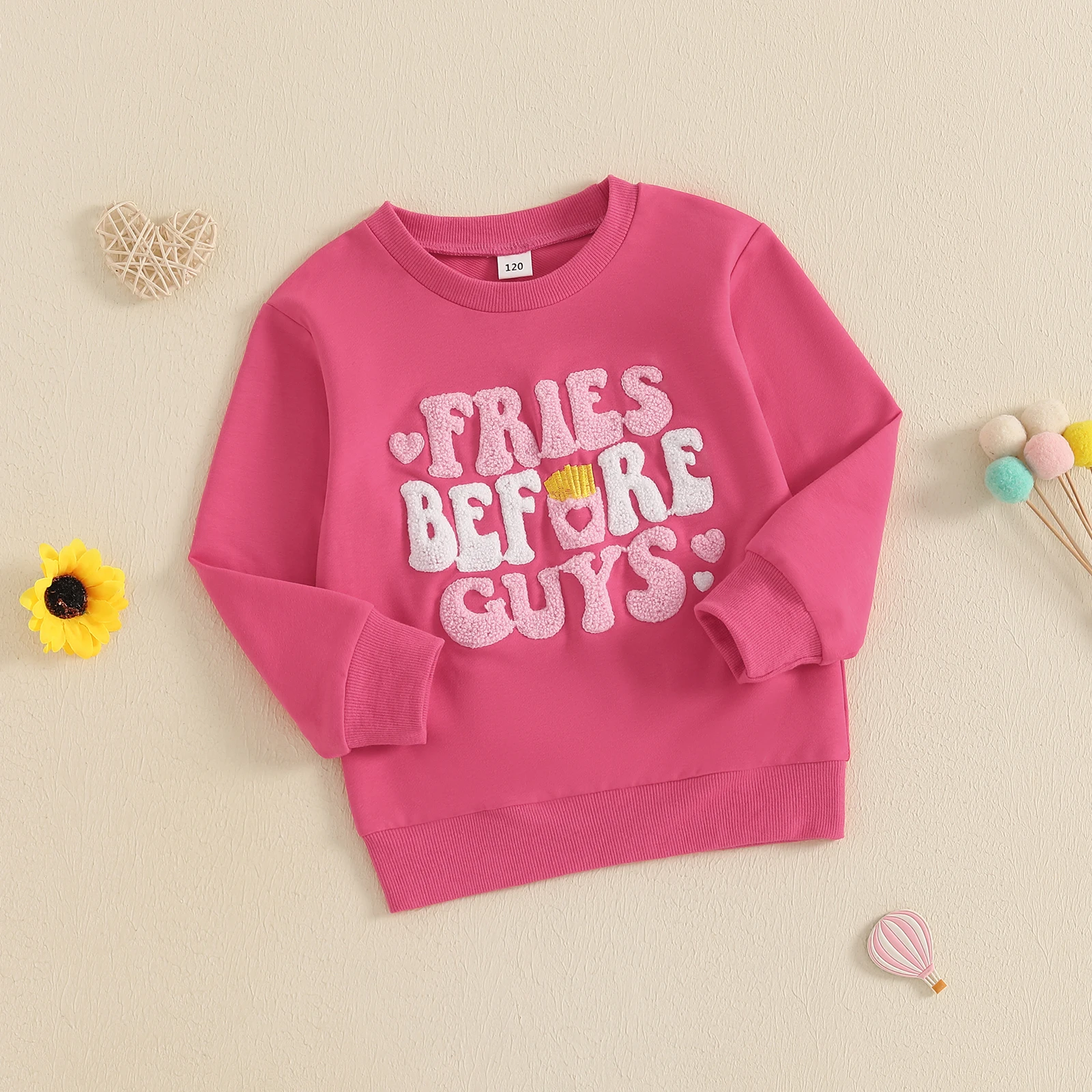 

Наряд для малышей на День Святого Валентина, рубашка на День Святого Валентина для маленьких девочек, толстовка с картофелем фри перед парней, винтажный свитер, одежда