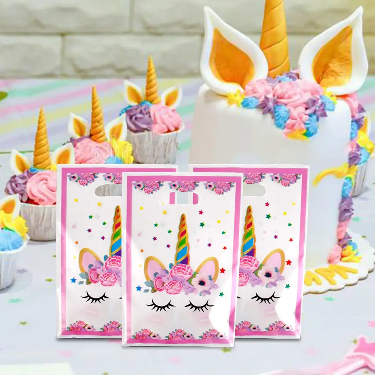 10PCS Unicorn Party Gift Bag Birthday Party Decoration Candy Packaging Bags Baby Shower Kids Favor Party Supplies