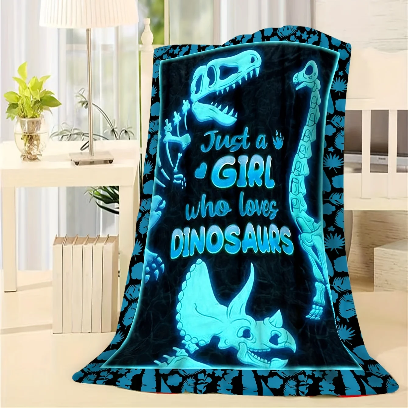1pc, Dinosaur Fossil Personalized Pattern Plush Blanket, Soft Warm Throw Blanket Nap Blanket For Couch Sofa Office Bed Camping T