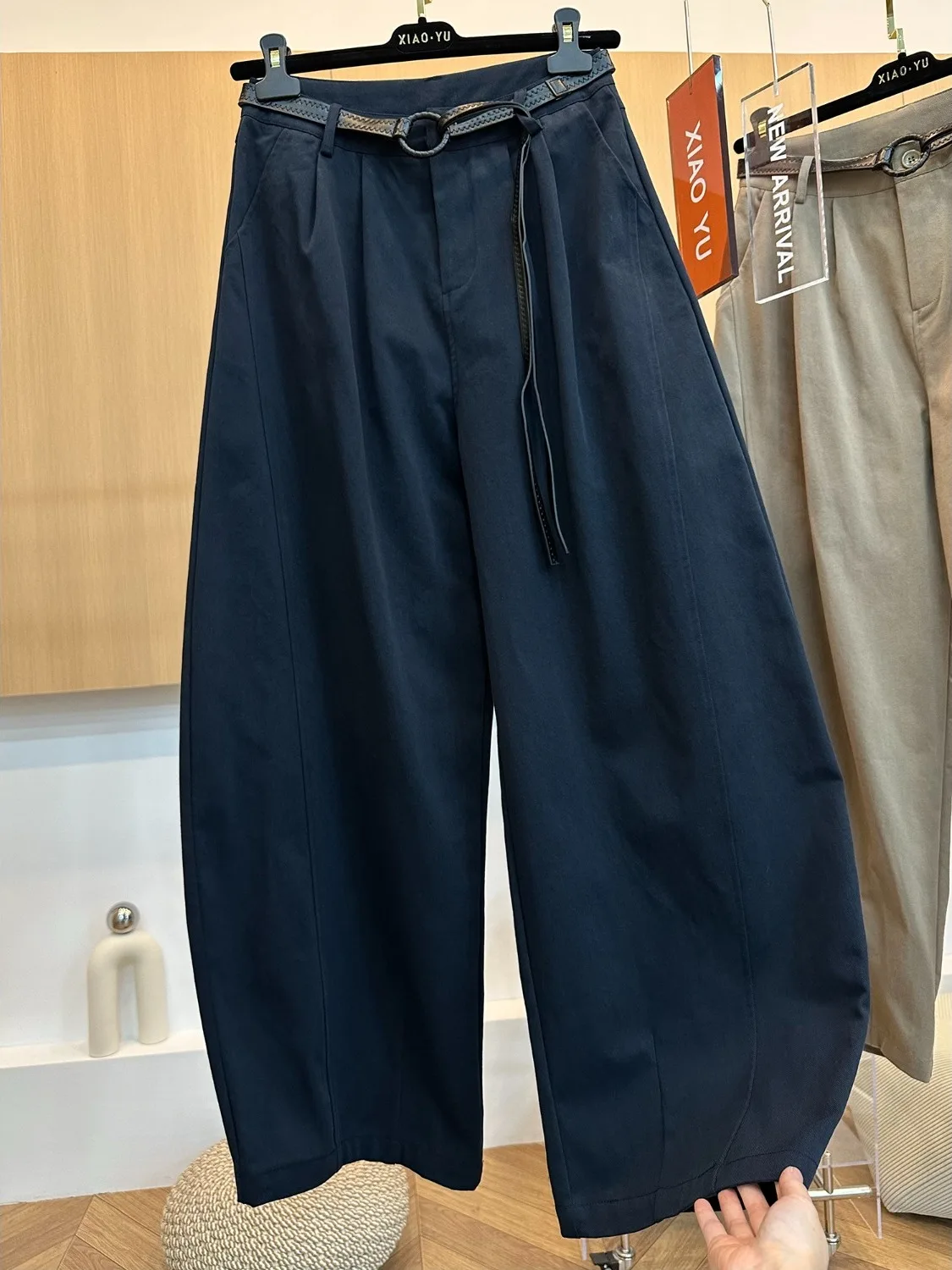 

High Waist Wide Leg Casual Pants Autumn New Sle Loose Faionable Versatile Belted Women's plus Size Slimming Knife