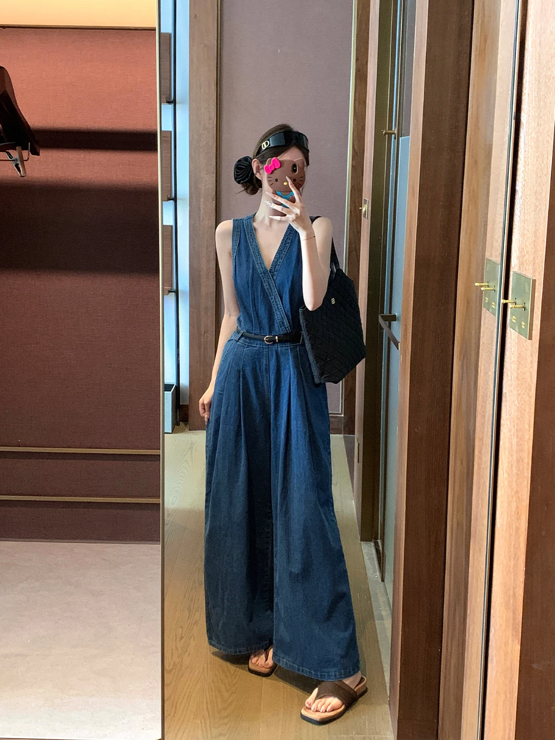 

Женский джинсовый комбинезон с высокой талией, цельный, с широкими штанинами, винтажный дизайн, на бретелях