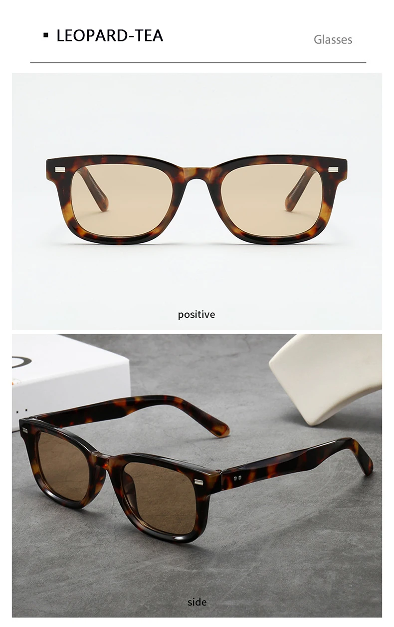 Herren-Sonnenbrille mit dickem Rahmen, Retro-Stil, braun, schmaler Rahmen, Hip-Hop-Stil, Rapper-Brille, Urlaubs-Sonnenbrille, UV400 – Detail 13