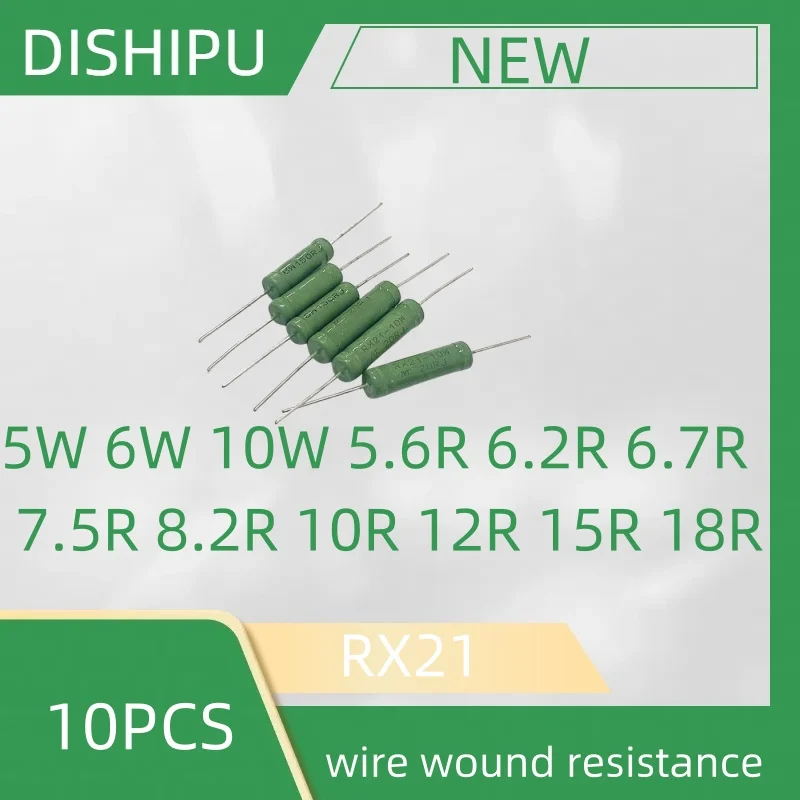 

10pcs RX21 wire wound resistance 5W 6W 10W 5.6R 6.2R 6.7R 7.5R 8.2R 10R 12R 15R 18R