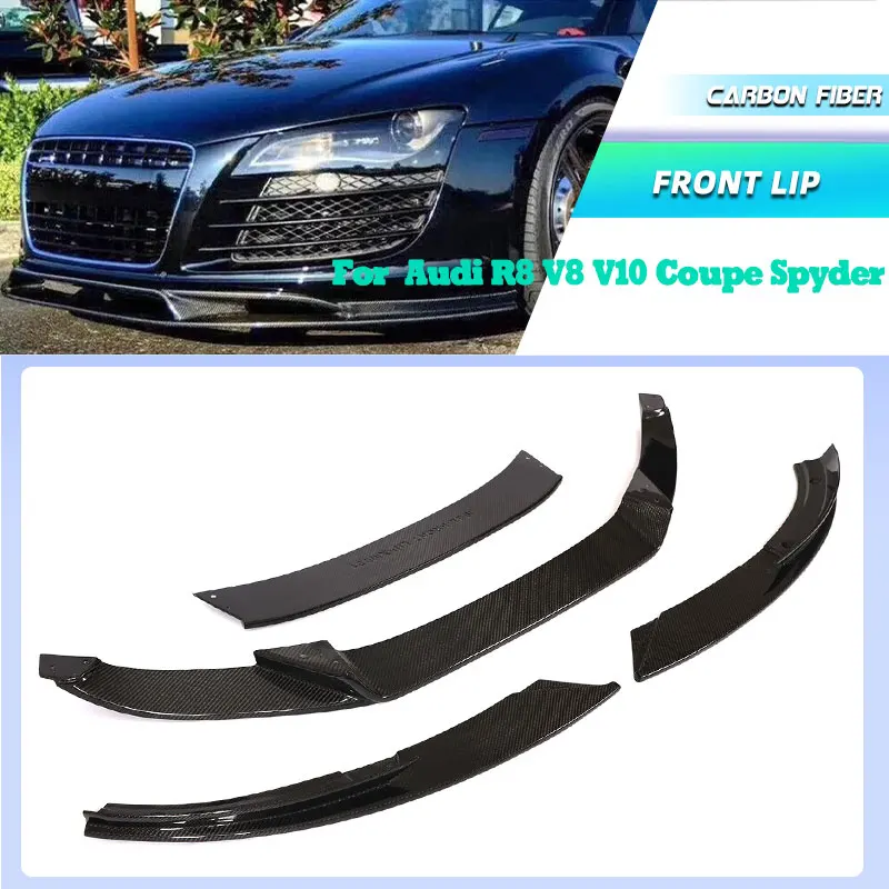 

Губа переднего бампера из углеродного волокна с разветвителями для Audi R8 V8 V10 Coupe Convertible 2-Door 2008-2015 защита для переднего бампера подбородка FRP