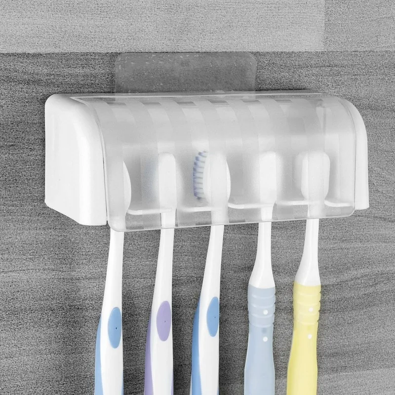 Selbstklebender Wand-Zahnbürstenhalter mit Abdeckung – Eine selbstklebende Badezimmer-Aufbewahrungsbox, die ohne Bohren montiert werden kann.
