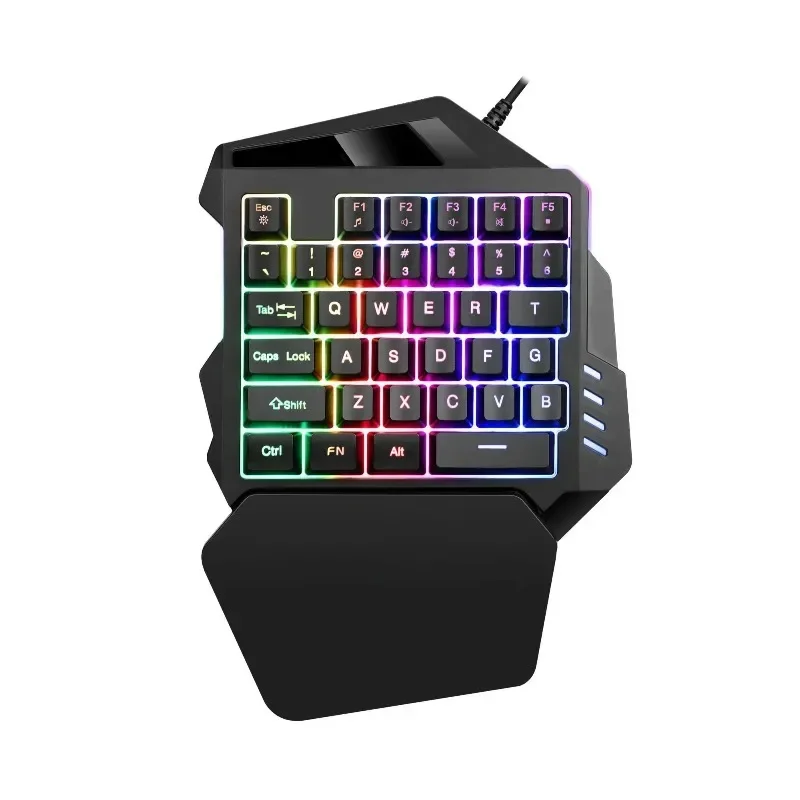 Wired Mini Gaming Keyboard 35 Keys One-Handed RGB LED Gaming Keyboard