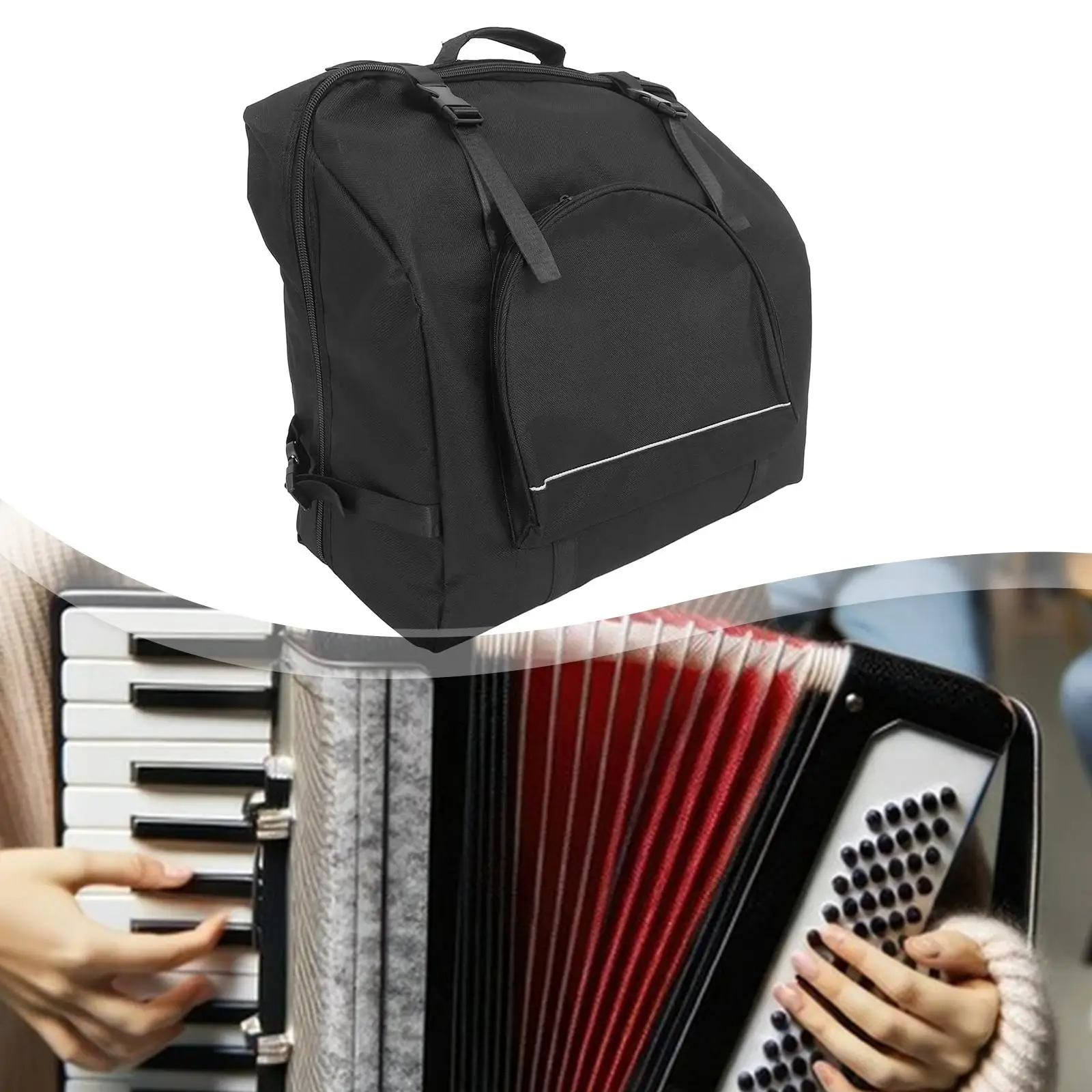 Durable Oxford Cloth Accordion Bags Padded Gig Bag Storage Case with Multiple Pockets for Bass Accordion Practice