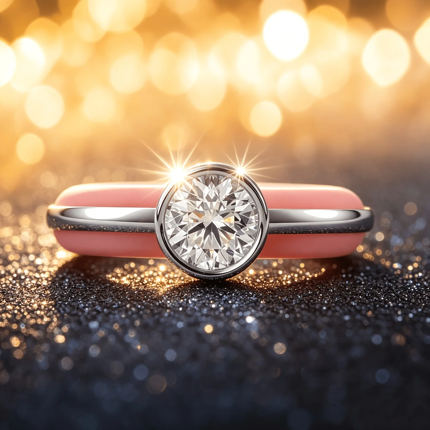 Fashion Pink Silicone Ring,Anti‑Slip Pressure Release Band,Detachable Stackable 2‑in‑1 Zircon Women Ring