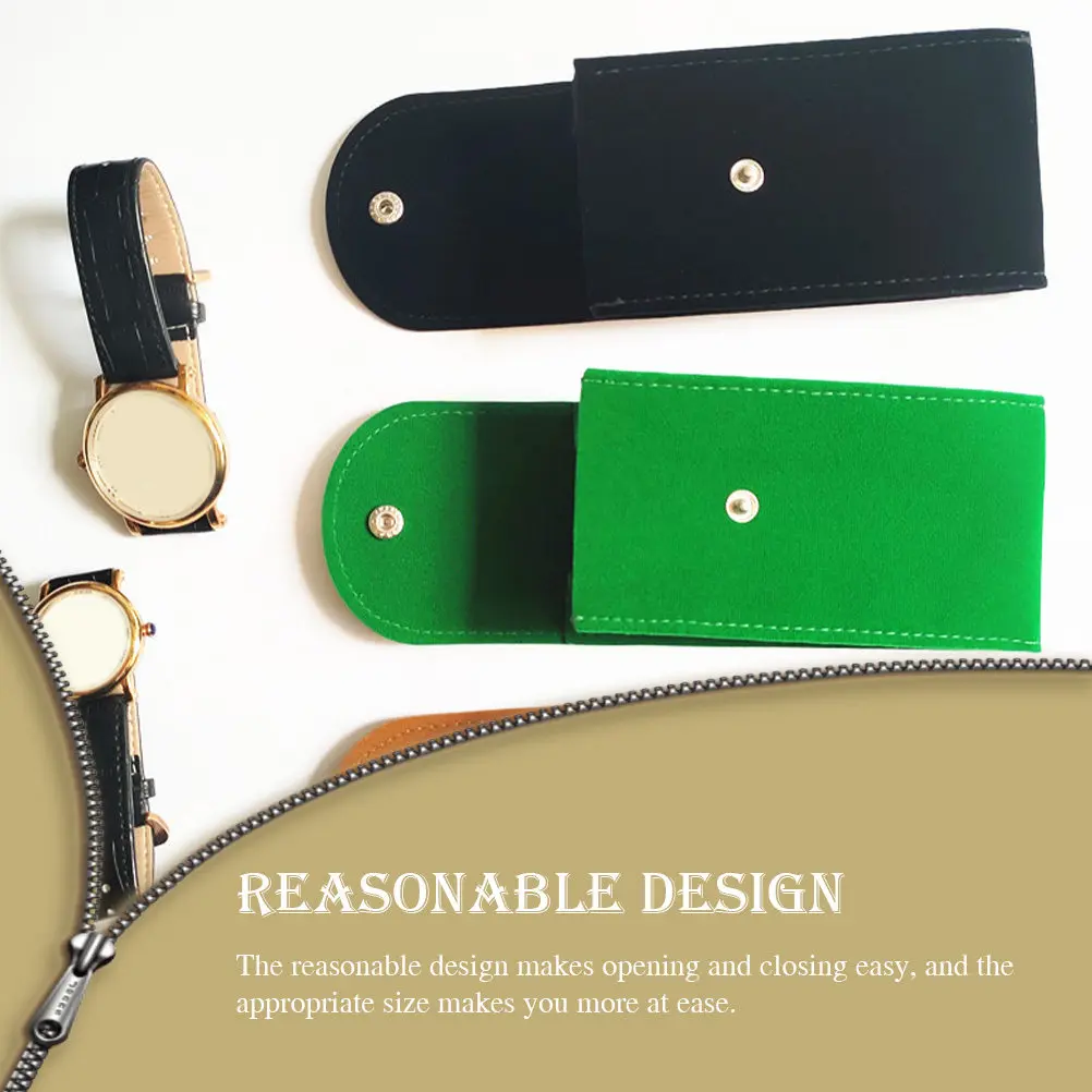 2Pcs Watch Envelope Bag Simple Flannel Watch Storage Pouch Portable Travel Organizer Dustproof Scratch Resistant Jewelry Pouch