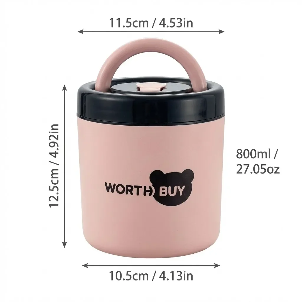 Geïsoleerde lunchbox van 304 roestvrij staal met handvat, draagbaar, lekvrij, dubbele laag, bentobox voor kinderen en studenten, magnetronbestendig.