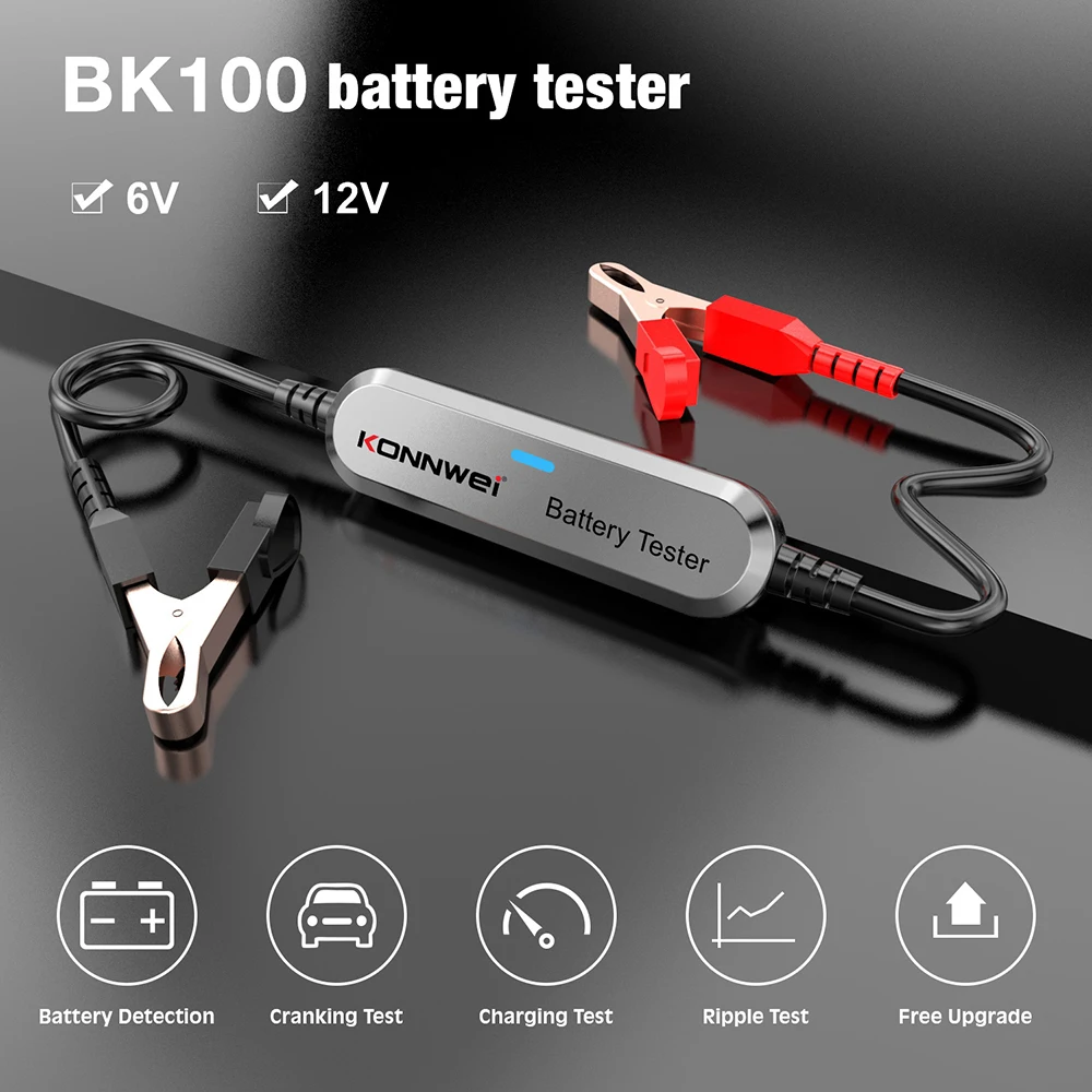 KONNWEI BK100 Bluetooth 5.0 Car Motorcycle Battery Tester 6V 12V Battery Monitor BT 5 2000 CCA Charging Cranking Analyzer Tools