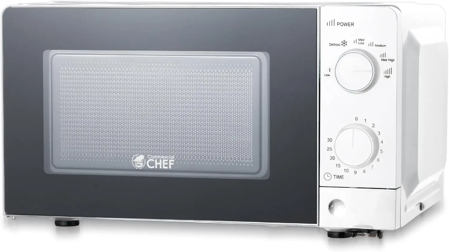 0.6 Cu. Ft. Countertop Microwave Oven with Mechanical Dial Controls, 700W, Pull Handle Door, 6 Power Levels, White
