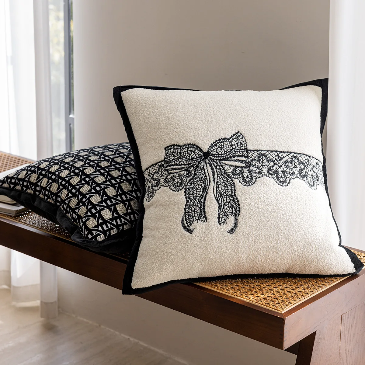 Light Luxury Black Sofa Pillowcase High-end Hotel Model Room Decoration Pillowcase Head Cushion Bed Backrest Pillow Case