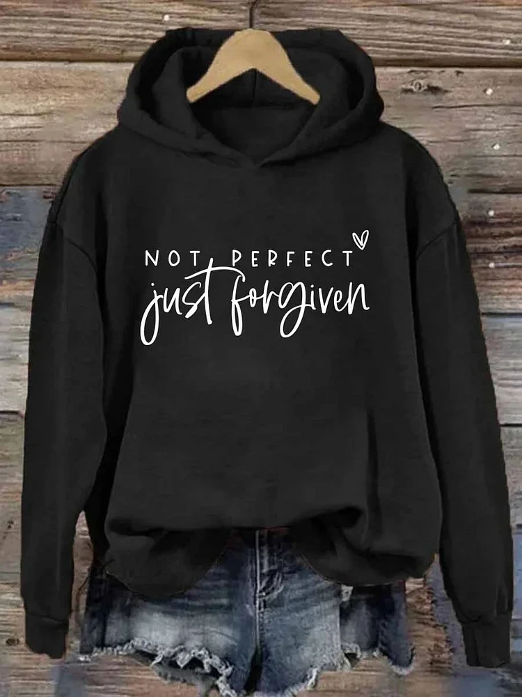 

Rheaclots Not Perfect Just Forgiven Print Women's Cotton Female Cute Long Sleeves Hoodie