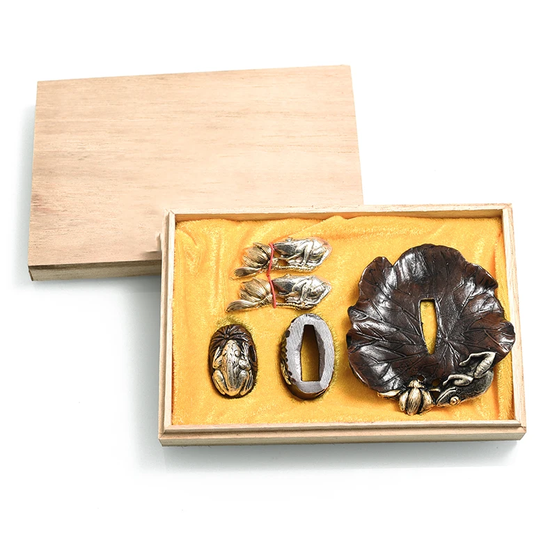 Frog Tsuba Set, Japanese Katana Tsuba Guard, Brass Plated, Fuchi Kashira Menuki,Sword Accessories, New Supply,Decoration