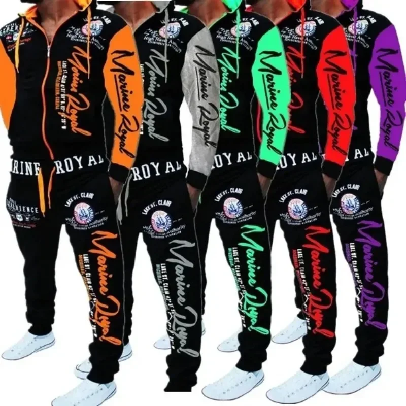 NEW Brand Men Tracksuit 2 Piece Tops and Pants Set Mens Sweatshirt Suits Letter Print Jogger for Men Fashion Men\'s Outfits NEW