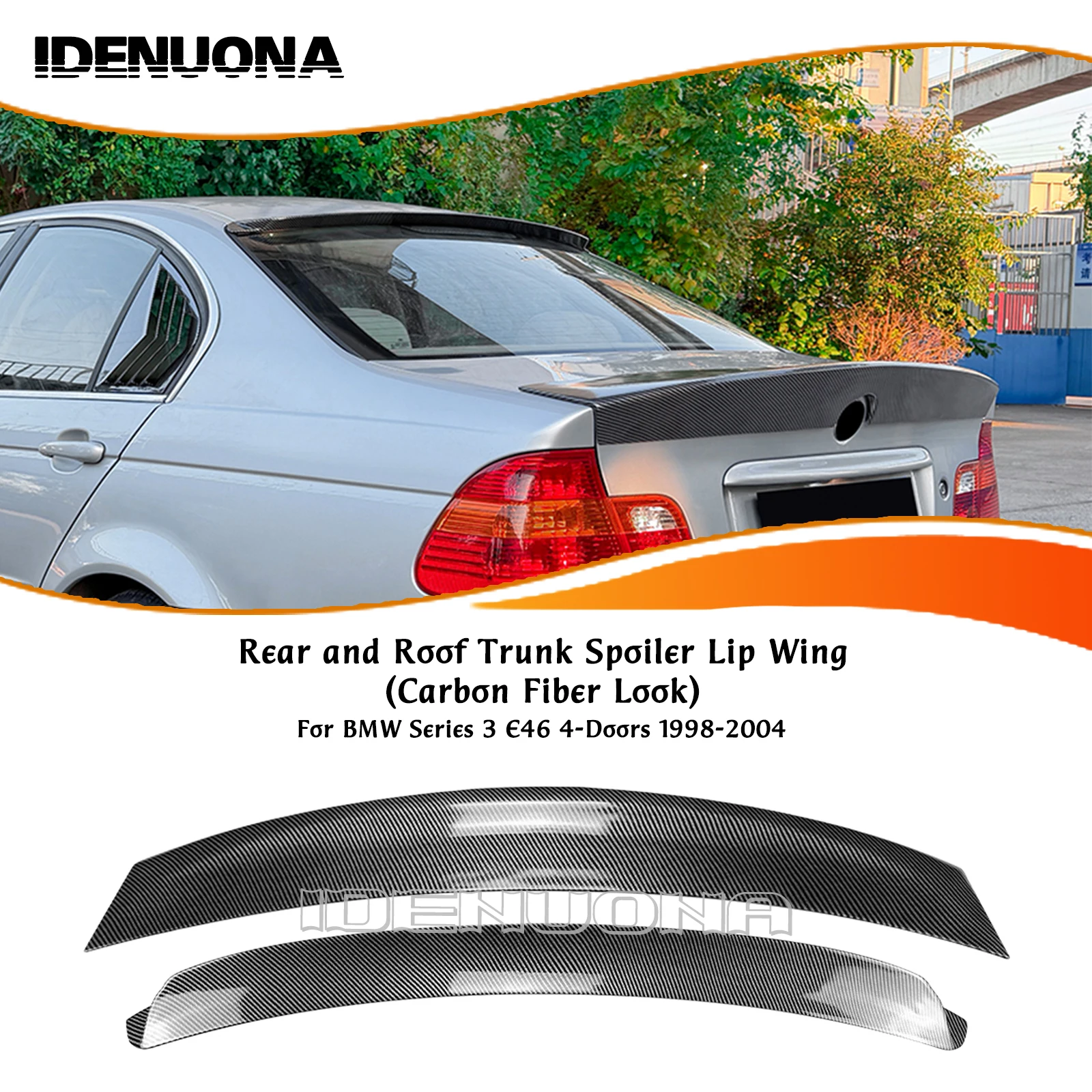

CSL Style Rear Trunk Lid Splitter M3 Style Roof Spoiler Wing Lip For BMW 3 Series E46 320i 325i 328i 330i 4-Door M3 1998-2004
