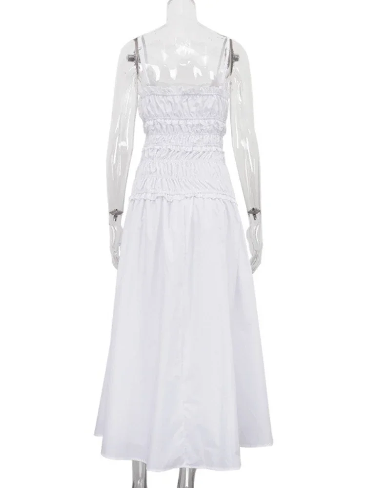 Sexy slash neck dobras camisola vestido longo feminino sem mangas magro sem costas de cintura alta moda nova mulher bodycon maxi vestido