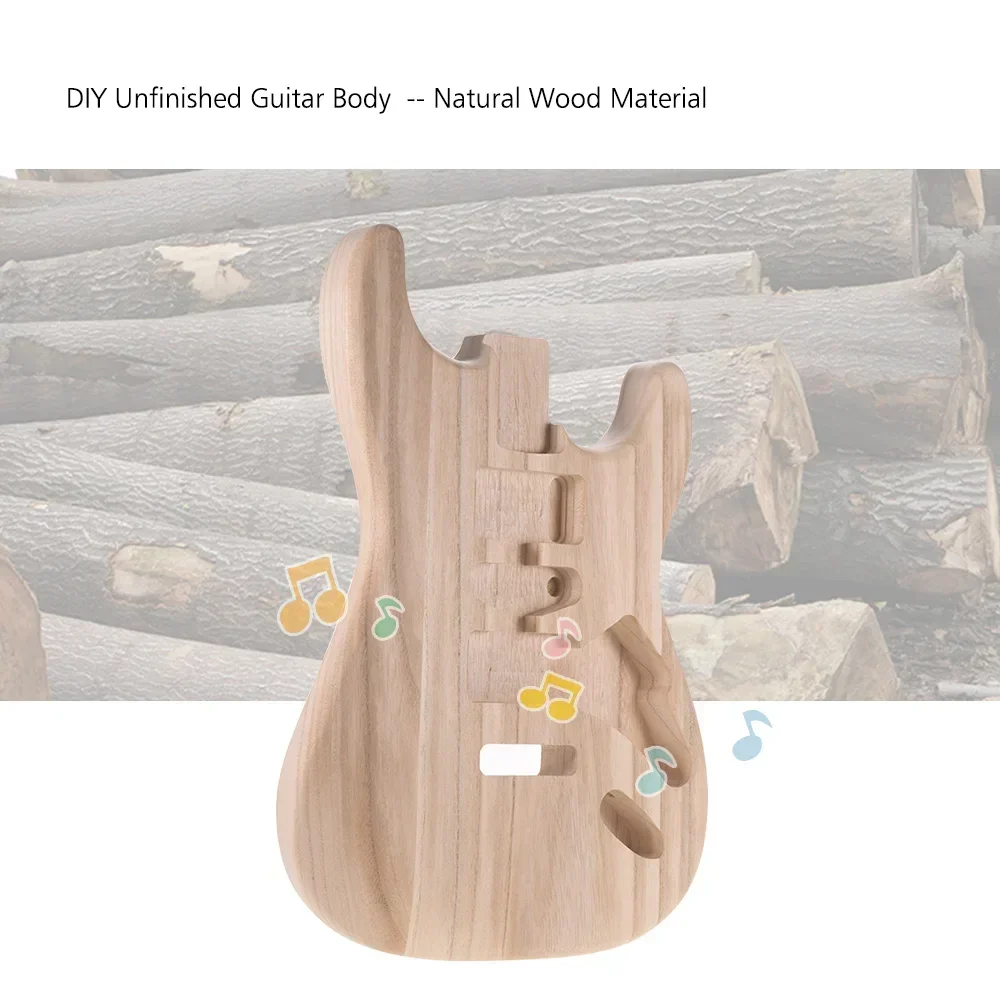 Muslady ST01-TM Unfinished Handcrafted Guitar Body Candlenut Wood Electric Guitar Body Guitar Barrel Replacement Parts