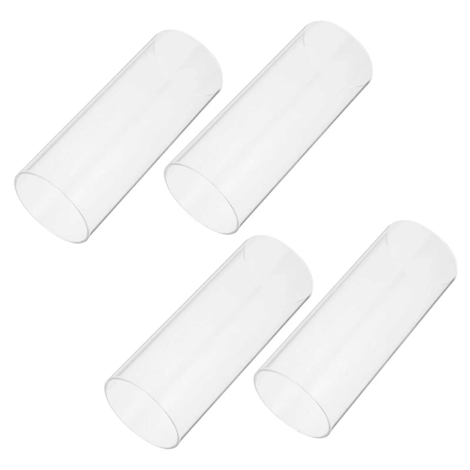 

4Pcs Glass Covers High Borosilicate Transparent Cylinder Shade Windproof Protective Decor Glass Cover Container