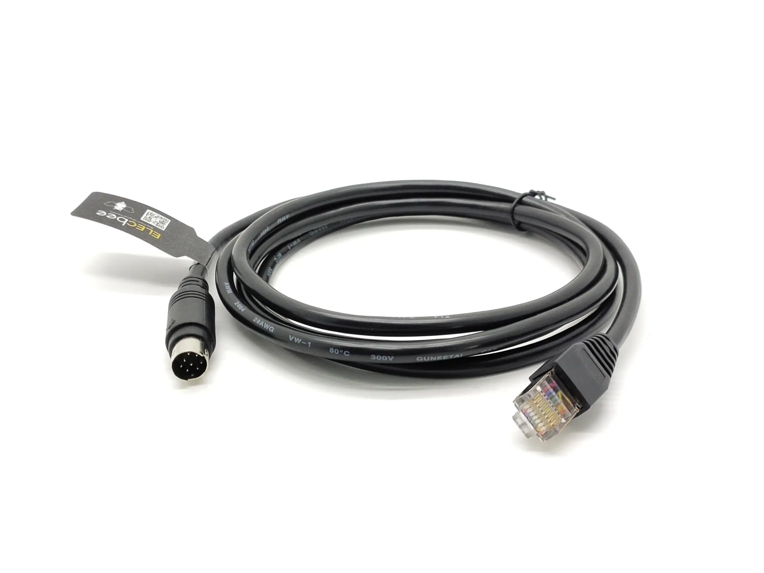 8P8C DIN 8 Pin to RJ45 RS232 Camera Control Cable 1M 1000Mbps High Speed Data IP65 Waterproof for CCTV Security Camera Systems