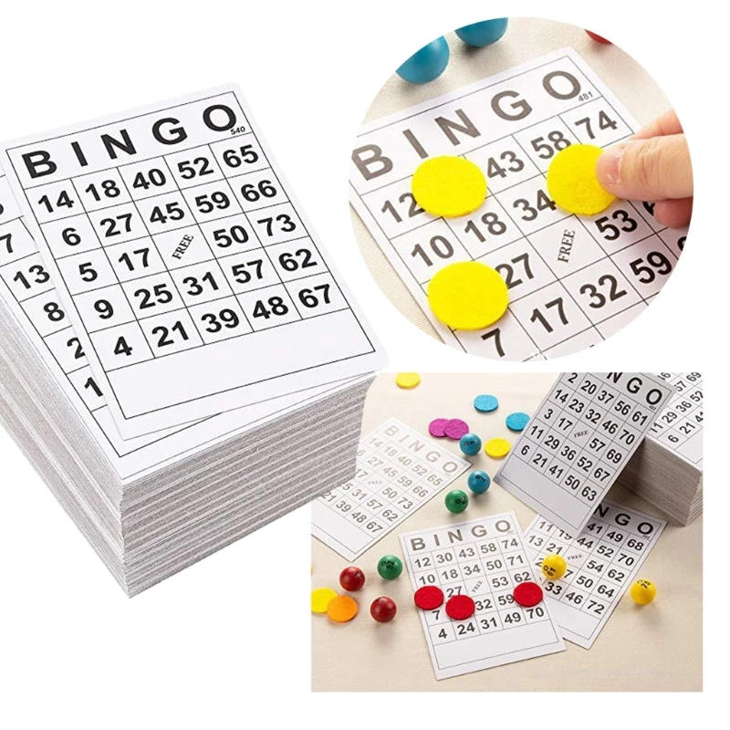 60 Pcs Bingos Paper Game Cards With Unique Number Party Table Games Cards Family Bingos Game Accessories Durable 69HD