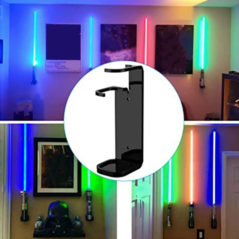 Rak penyimpanan dudukan dinding Saber lampu bening akrilik dengan sekrup untuk tampilan Lightsaber Planet bintang