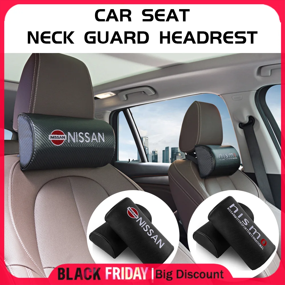 1/2pcs Car Carbon Fiber Seat Headrest Head Neck Support Pillow Cushion For Nissan Nismo Tiida Teana GTR 350Z 370Z 240SX Juke