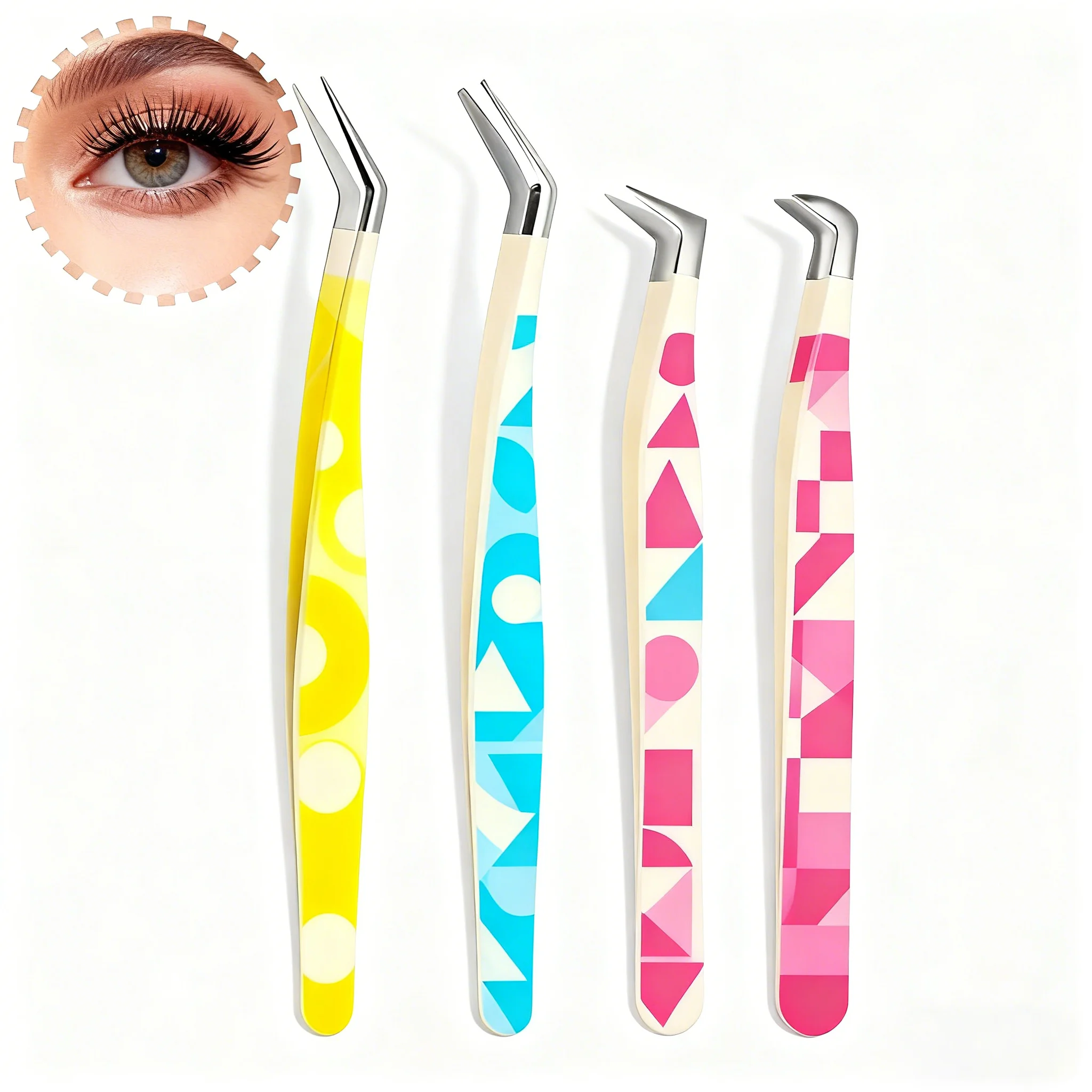 แหนบต่อขนตา 1 ชิ้น/4 ชิ้น สำหรับต่อขนตา เครื่องมือติดขนตา แหนบต่อขนตาความแม่นยำสูง สำหรับต่อขนตา