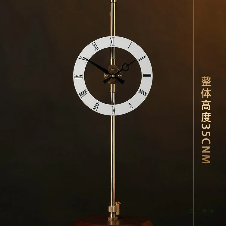 Solid Wood Desk Clock Pendulum Silent Beech Base Desk Clock Vintage Quartz Retro Clocks Luxury Antique Clocks Home Decoration