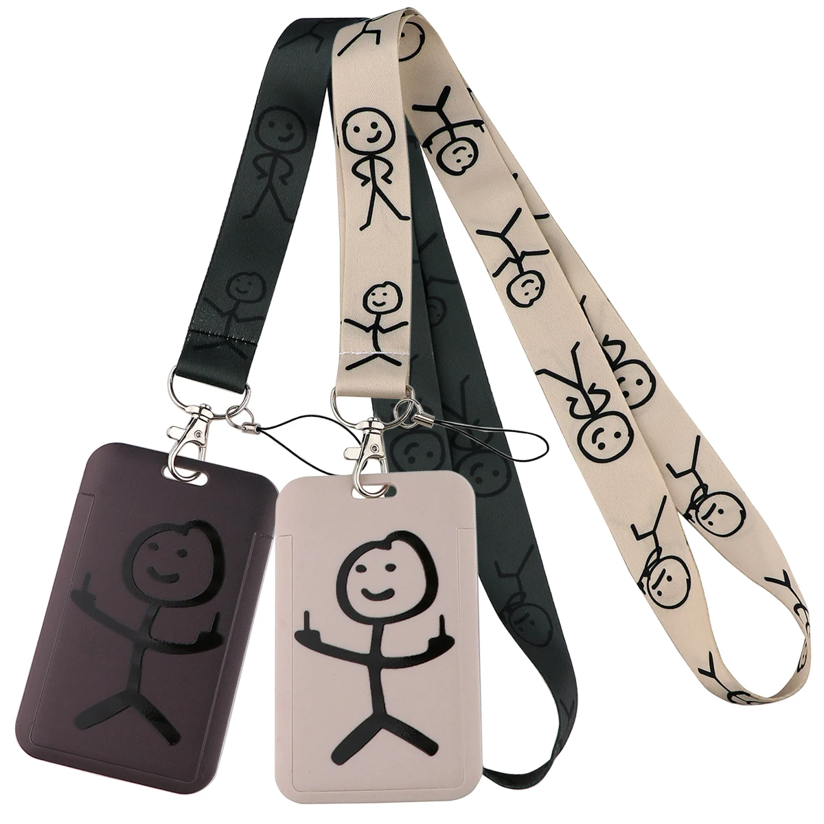 Cute Stickman Middle Finger Lanyards Phone Cord ID Card Neck Strap Badge Holder Keychain Fashion Jewelry Accessories Gifts