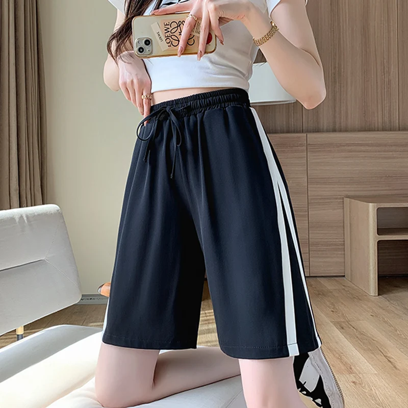 Shorts Women\'s Cycling Summer Shorts High Waist Patchwork Shorts Oversize Casual Basic Short Pants Korean Fashion CI CHENG