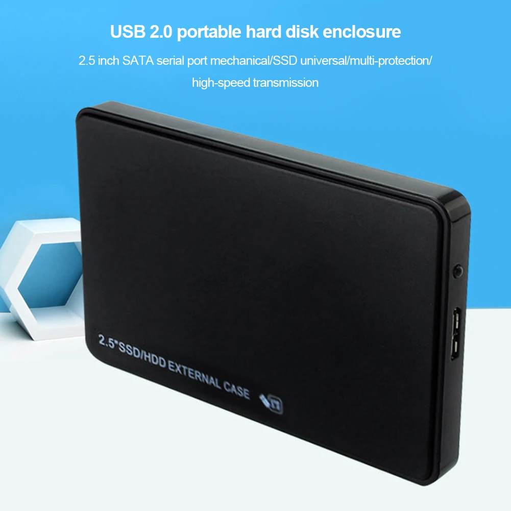 2.5 Inch SATA to USB2.0 HDD Enclosure Mobile Hard Drive Case Portable Solid State Drive Box Portable HDD Enclosure for Laptop PC