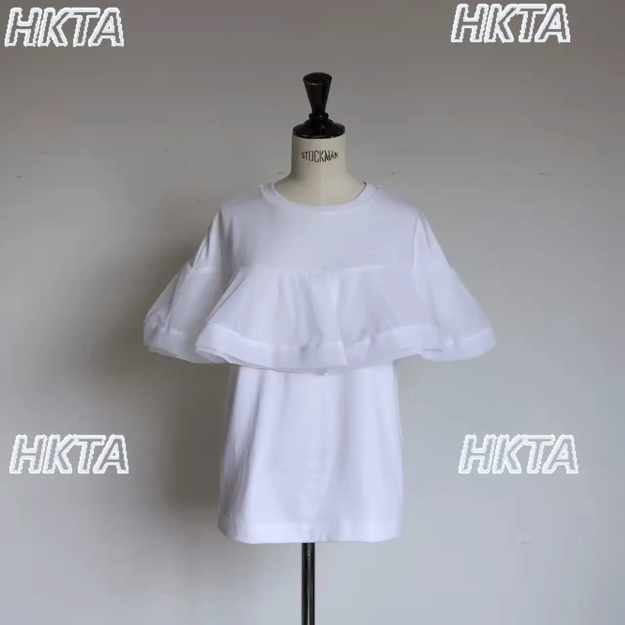 Japanese Daily Loose Casual Ruffle Mesh Stitching Round Neck Short Sleeved T Shirt Female 2026 Summer New White Tshirt Top Women