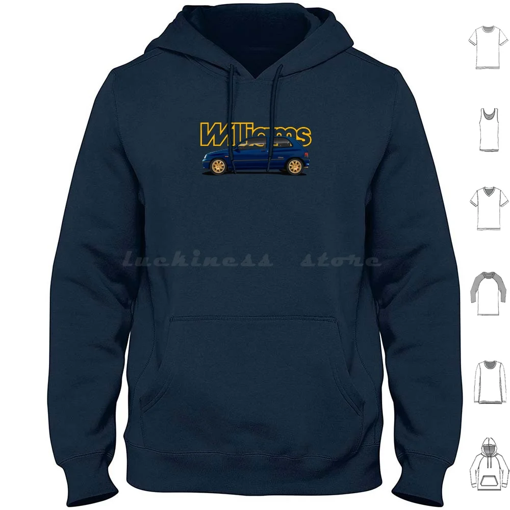 Clio Williams Hothatch Icon Of The 90s Hoodies Long Sleeve Clio Hothatch Car Automotive Vector French 90s Sporty
