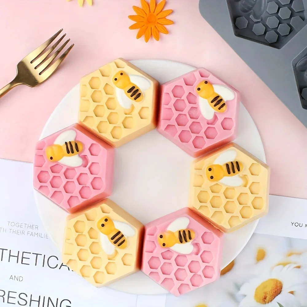 Bee Honeycomb Soap Candle Silicone Mold 3D Cupcake Cups Muffin Baking Pan Cake Mousse Jelly Candy Chocolate Craft Ice Cube Tray