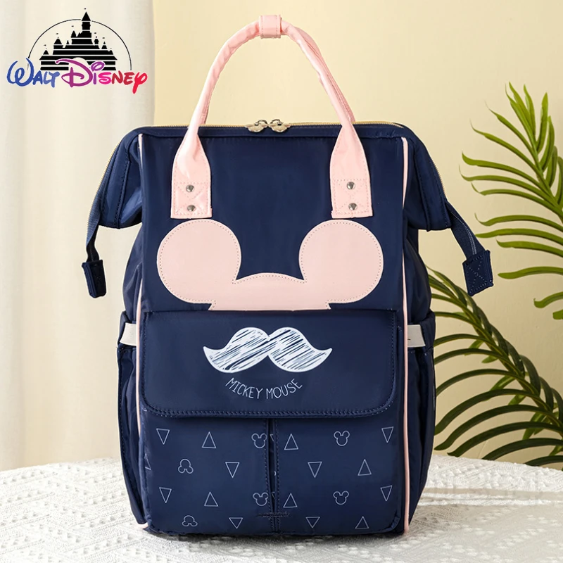 Disney-Bolsa de pañales Original para bebé, mochila de dibujos animados, bolsa de pañales multifuncional para bebé, mochila impermeable de gran capacidad