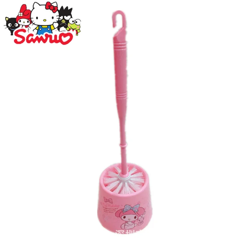 Sanrio Melody Kuromi Hello Kitty Cinnamoroll Pochacco Cartoon Toilet Brush Set Plastic Toilet Set with Base Toilet Brush Set