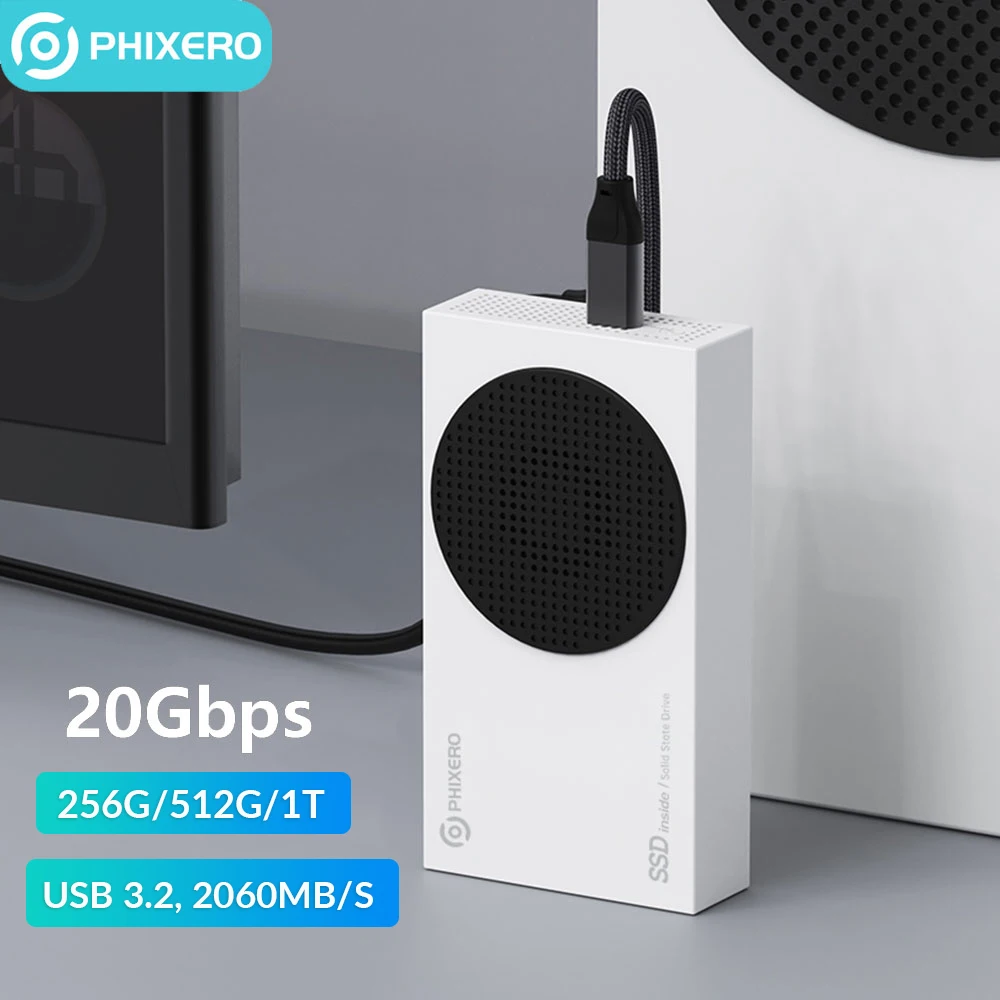 PHIXERO-unidad de estado sólido externa, SSD portátil de 256GB, 512GB, 1TB, 2TB, disco HD USB 3,2 para Xbox, PC y portátil