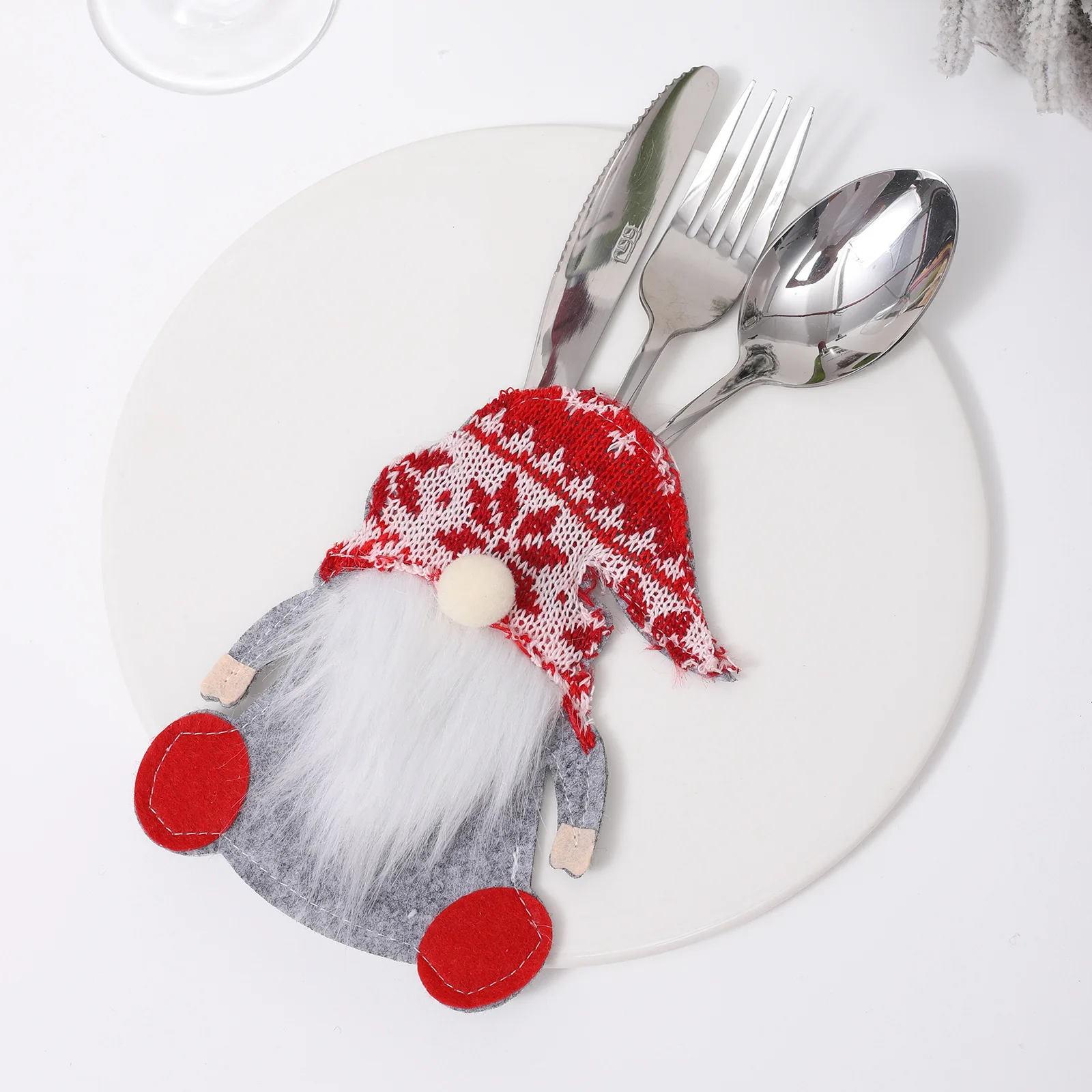 Nieuwe kerstvakantie decoratie bestekset, gezichtsloze bestekset voor oude mannen, 3D kabouterbestekset